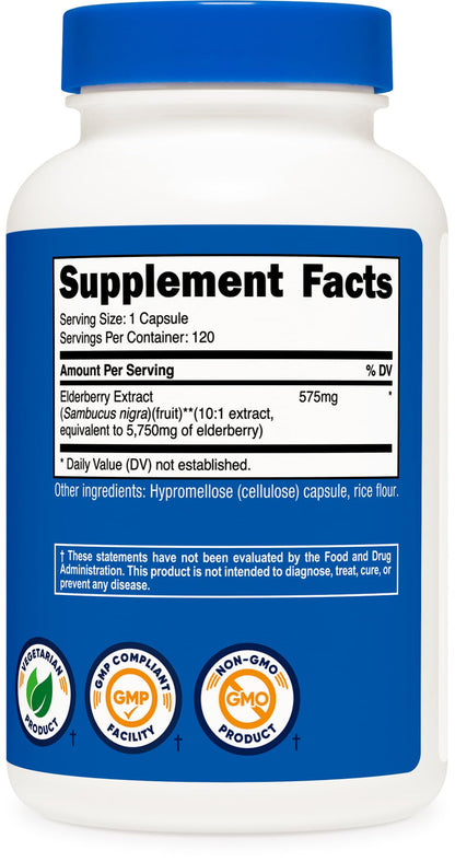 Nutricost Elderberry Capsules 575mg – 120 Servings, Gluten-Free & Non-GMO