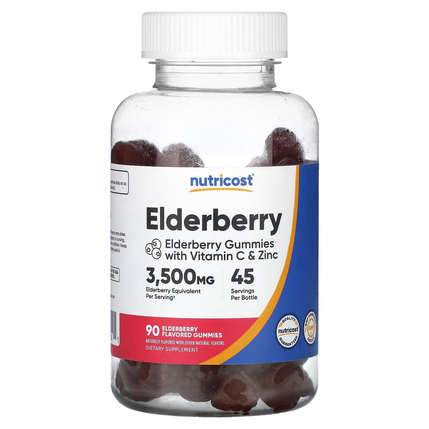 Nutricost Elderberry Gummies with Vitamin C & Zinc - 90 Gummies | Gluten Free & Vegetarian