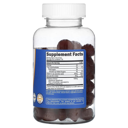 Nutricost Elderberry Gummies with Vitamin C & Zinc - 90 Gummies | Gluten Free & Vegetarian