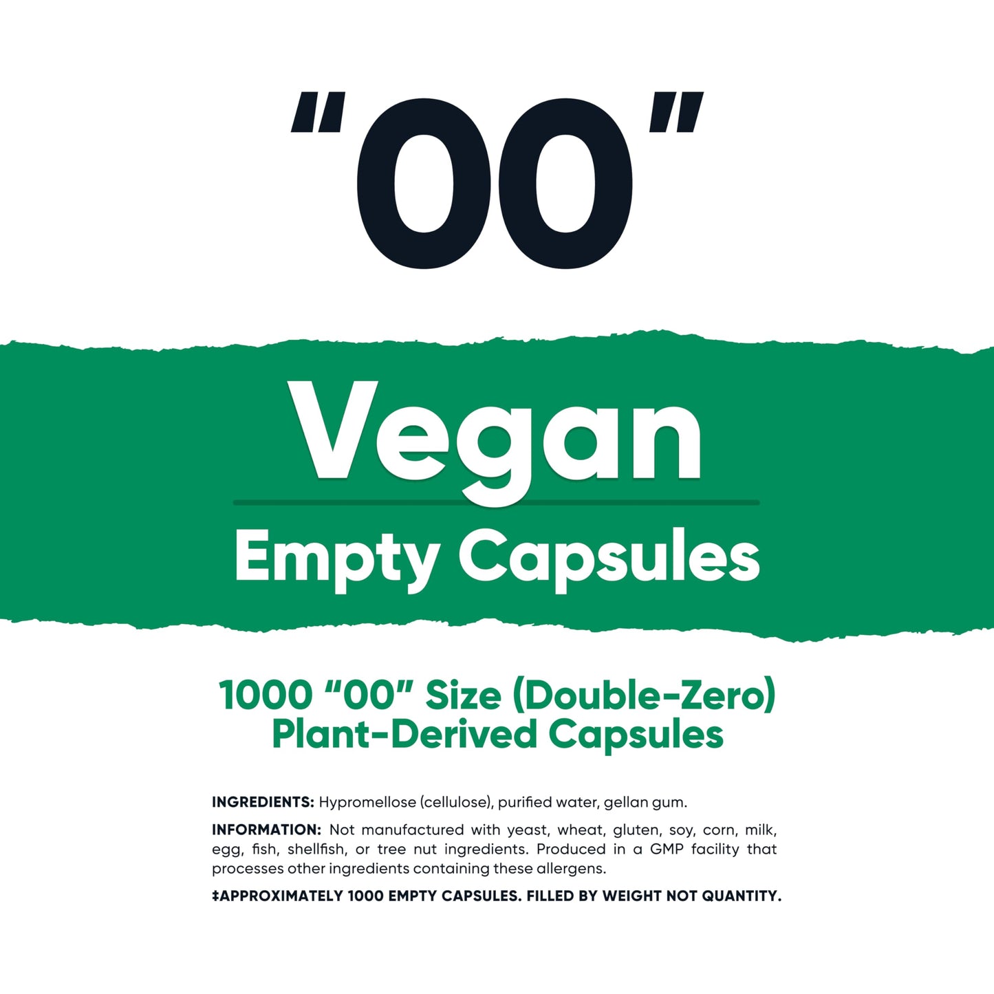 Nutricost Empty Capsules Size 00 – 1000 Clear Plant-Based Capsules (Kosher, Halal, Non-GMO, Soy Free, Gluten Free, Vegetarian)