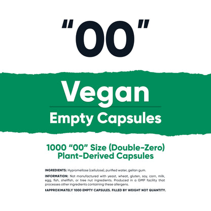 Nutricost Empty Capsules Size 00 – 1000 Clear Plant-Based Capsules (Kosher, Halal, Non-GMO, Soy Free, Gluten Free, Vegetarian)