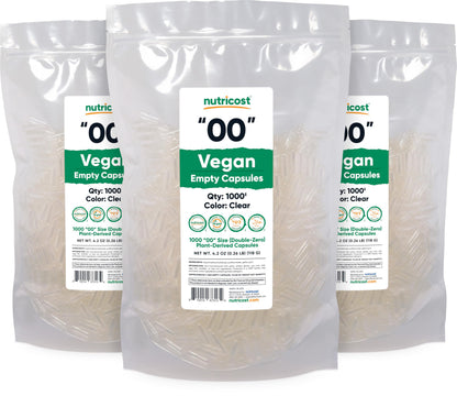 Nutricost Empty Capsules Size 00 – 1000 Clear Plant-Based Capsules (Kosher, Halal, Non-GMO, Soy Free, Gluten Free, Vegetarian)