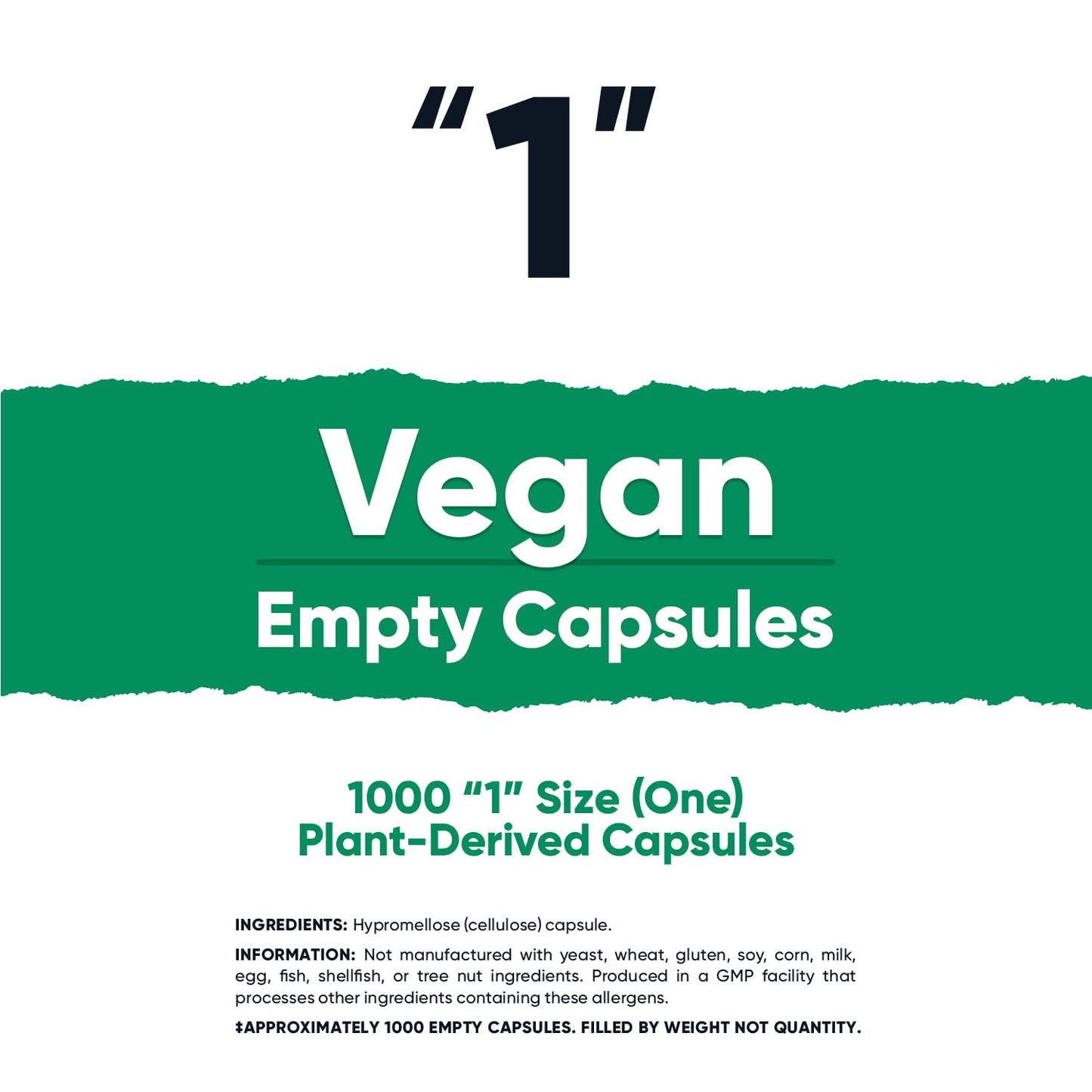 Nutricost Empty Capsules Size 1 – 1,000 Plant-Based Capsules | Kosher & Halal Certified, Non-GMO, Soy & Gluten Free