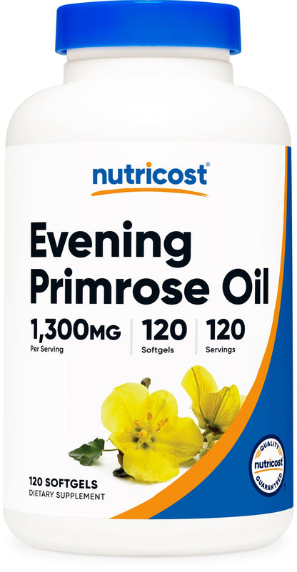 Nutricost Evening Primrose Oil 1,300mg | 120 Softgels - Cold Pressed, Non-GMO