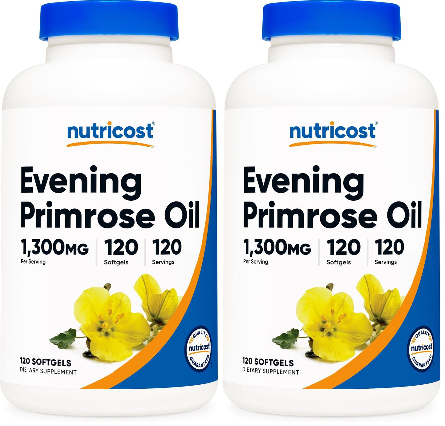 Nutricost Evening Primrose Oil 1300mg - 120 Softgels (Pack of 2) | Non-GMO, Gluten Free