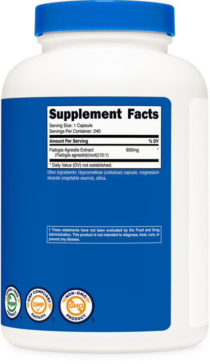 Nutricost Fadogia Agrestis 240 Capsules (600 mg per Serving) 10:1 Extract