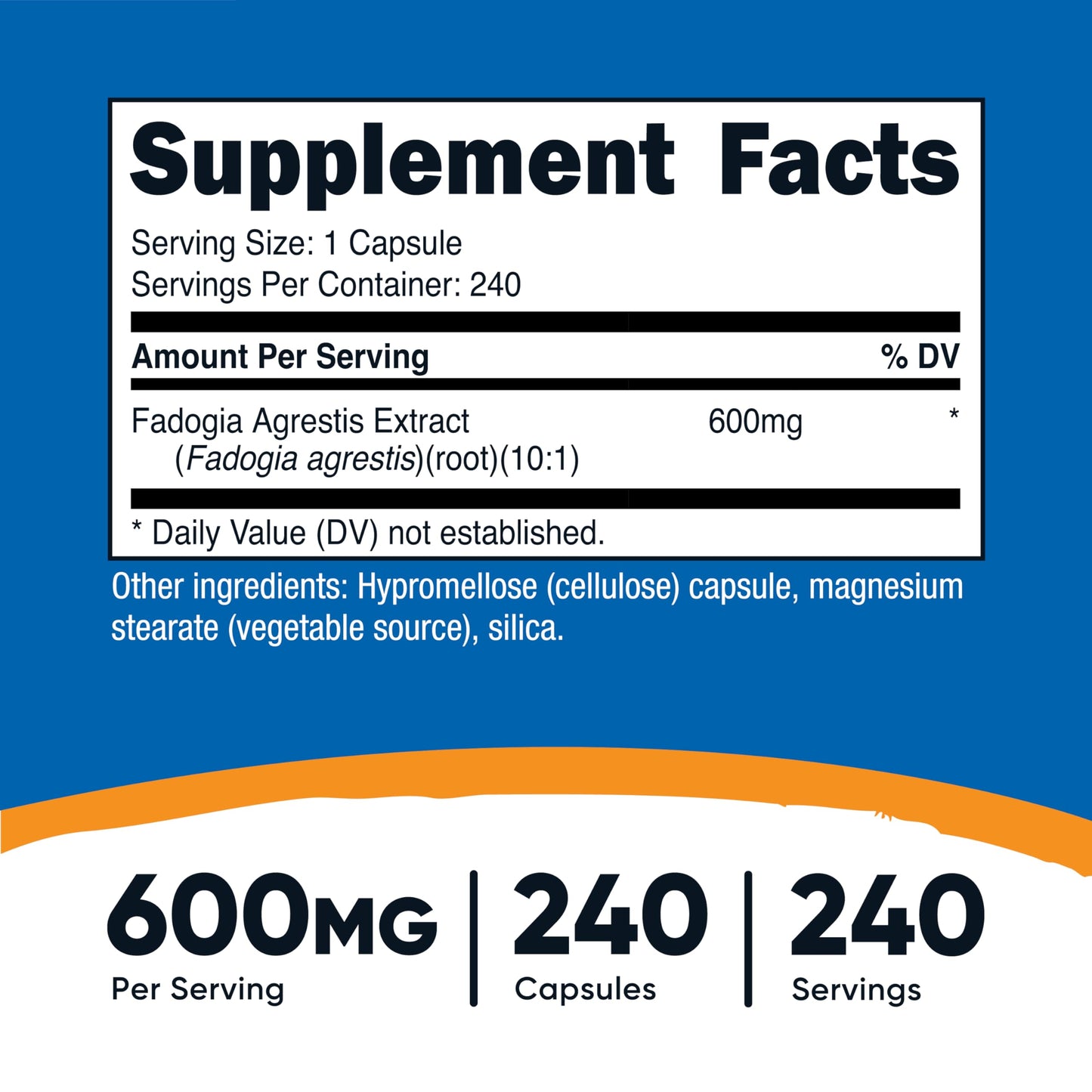 Nutricost Fadogia Agrestis 240 Capsules (600 mg per Serving) 10:1 Extract