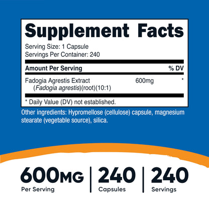 Nutricost Fadogia Agrestis 240 Capsules (600 mg per Serving) 10:1 Extract