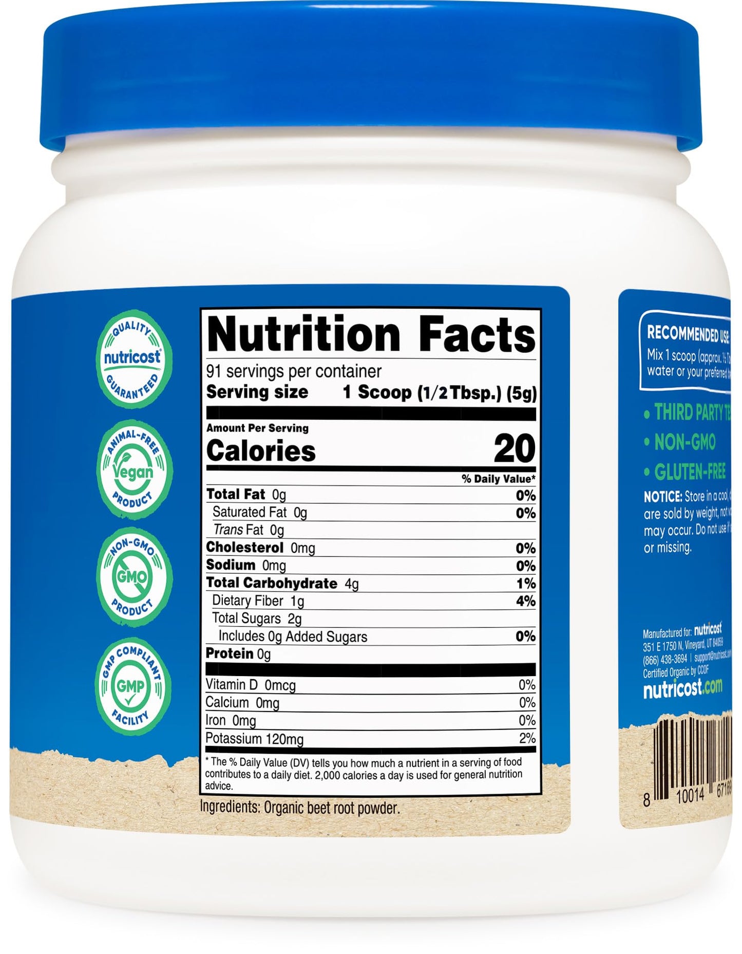Nutricost Organic Beet Root Powder 1 LB – Vegan, USDA Organic