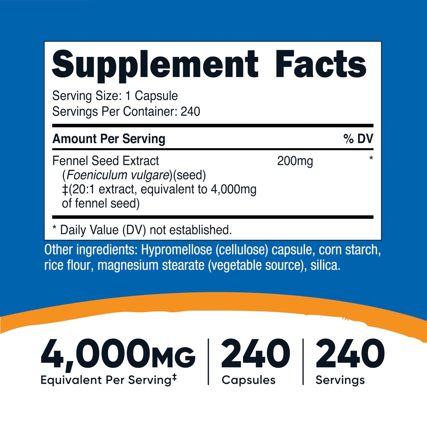 Nutricost Fennel Seed (4000 mg Equivalent) 240 Capsules – Vegan Fennel Seed Supplement