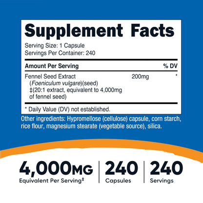 Nutricost Fennel Seed (4000 mg Equivalent) 240 Capsules – Vegan Fennel Seed Supplement