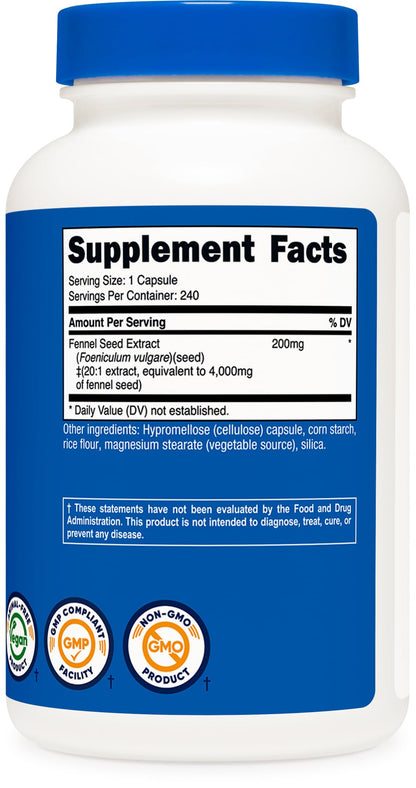 Nutricost Fennel Seed (4000 mg Equivalent) 240 Capsules – Vegan Fennel Seed Supplement