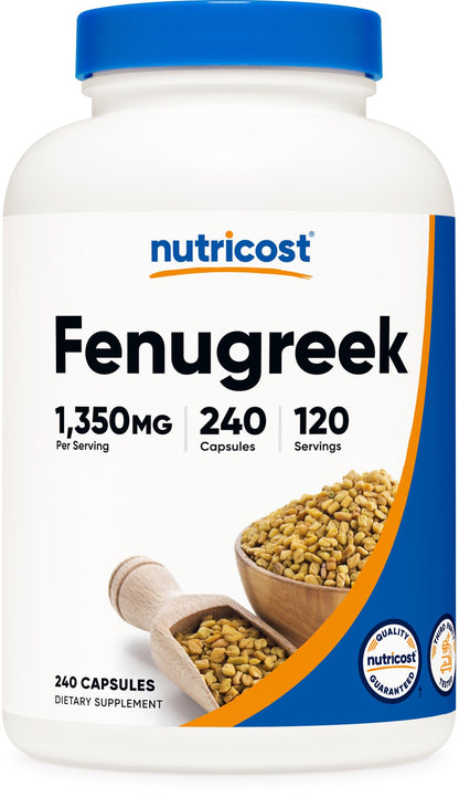 Nutricost Fenugreek Seed 1350mg - 240 Capsules | Gluten Free, Non-GMO, 675mg Per Capsule