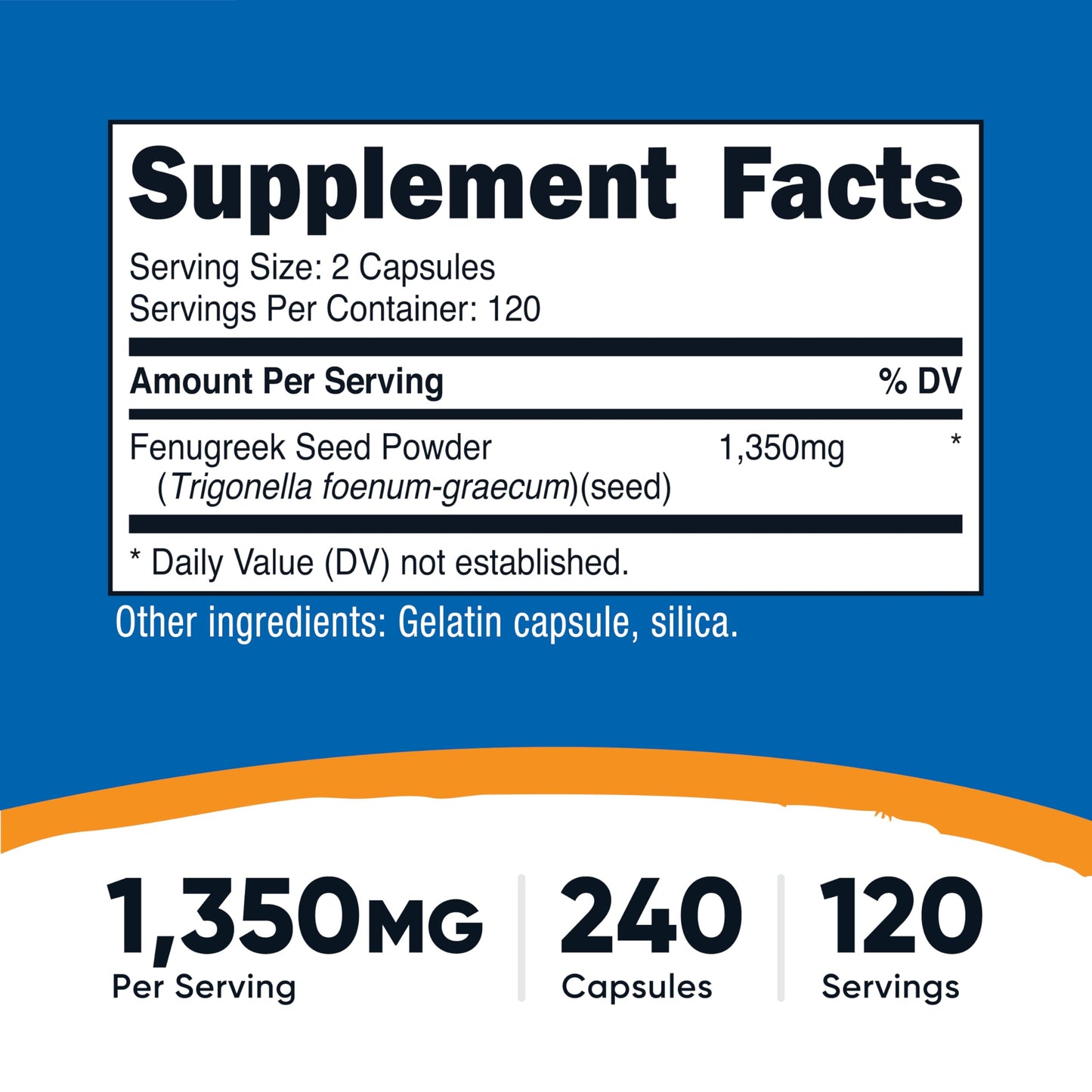 Nutricost Fenugreek Seed 1350mg - 240 Capsules | Gluten Free, Non-GMO, 675mg Per Capsule