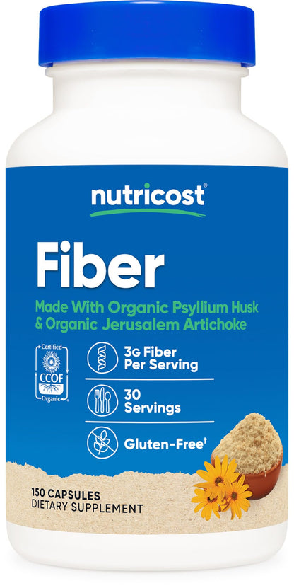 Nutricost Fiber Capsules – Organic Psyllium Husk & Jerusalem Artichoke, 150 Caps