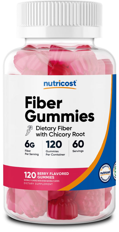 Nutricost Fiber Gummies (Berry Flavored) – 6g per Serving, 120 Gummies, Vegan