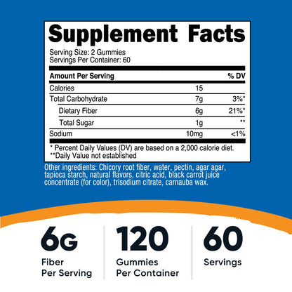 Nutricost Fiber Gummies (Berry Flavored) – 6g per Serving, 120 Gummies, Vegan