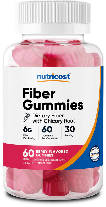 Nutricost Fiber Gummies Berry Fl flavored – 120 Gummies, 6g Fiber per Serving, Vegan, 60 Servings