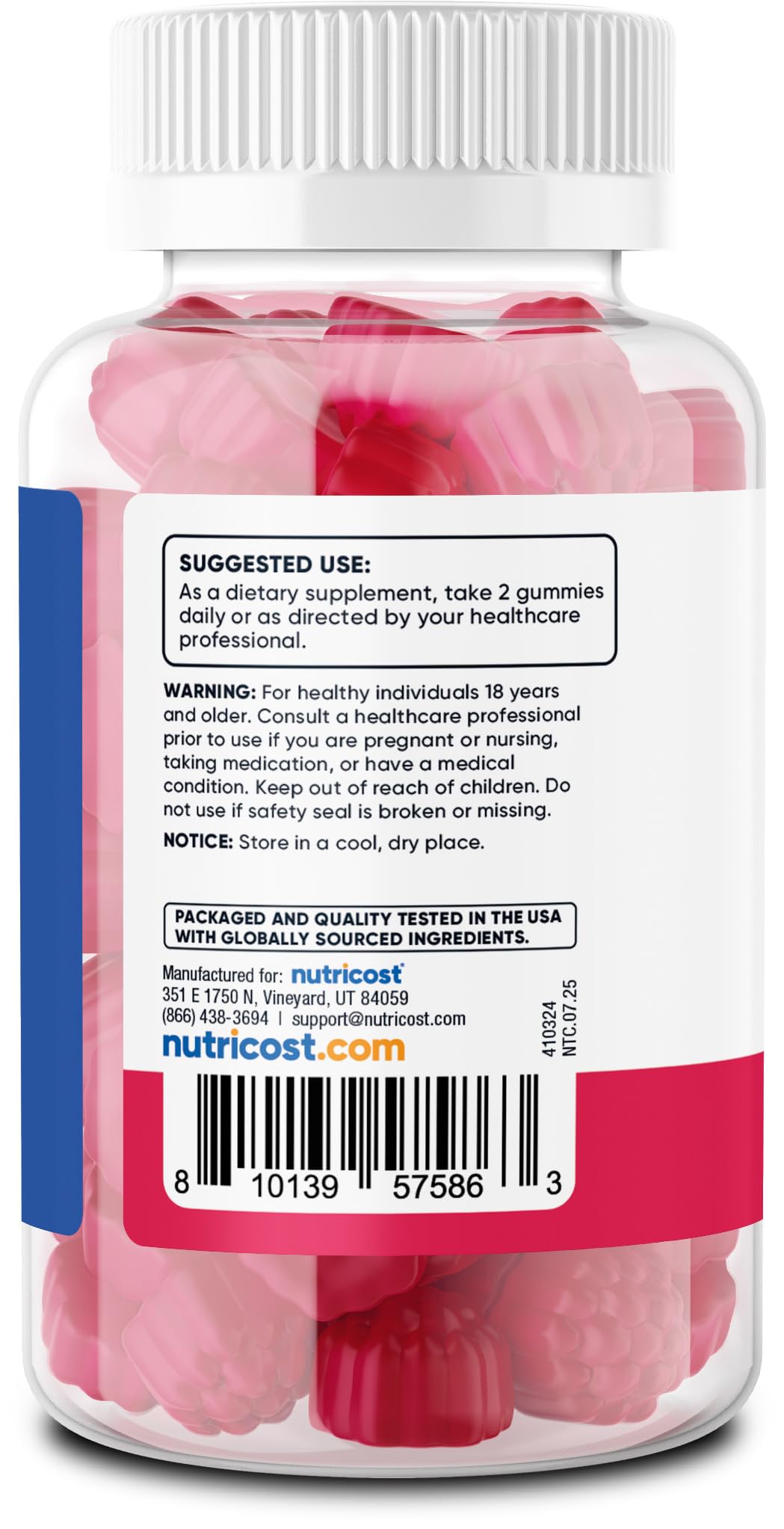 Nutricost Fiber Gummies Berry Fl flavored – 120 Gummies, 6g Fiber per Serving, Vegan, 60 Servings
