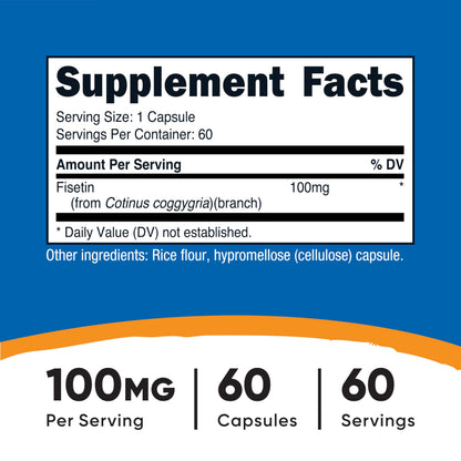 Nutricost Fisetin Capsules 100mg – 60 Count, Non-GMO, Gluten Free, Vegan