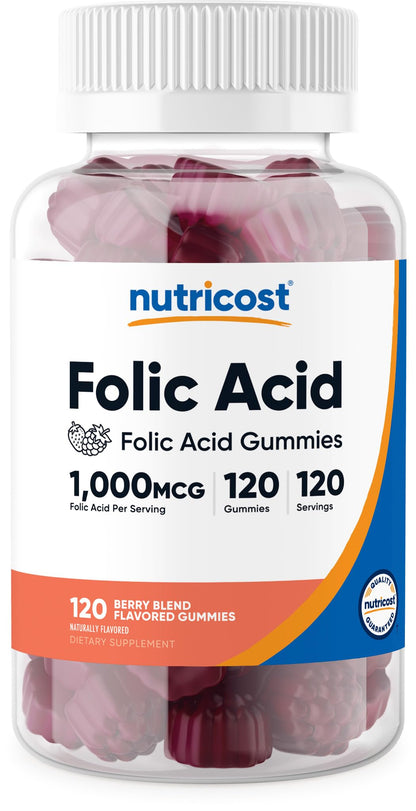 Nutricost Folic Acid Gummies – 120 ct, 1 mg per Serving (Vitamin B9)