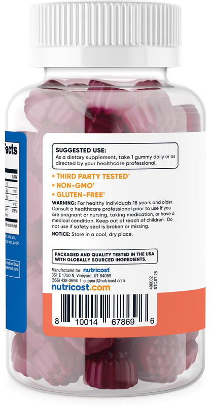 Nutricost Folic Acid Gummies – 120 ct, 1 mg per Serving (Vitamin B9)
