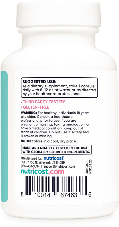 Nutricost Folic Acid for Women 1200 mcg – 120 Veggie Caps, B12 & Biotin | Non-GMO, Gluten Free