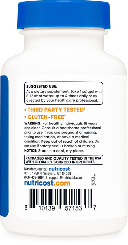 Nutricost Garlic 1000mg Softgels – Odorless, Gluten Free | 240 Softgels