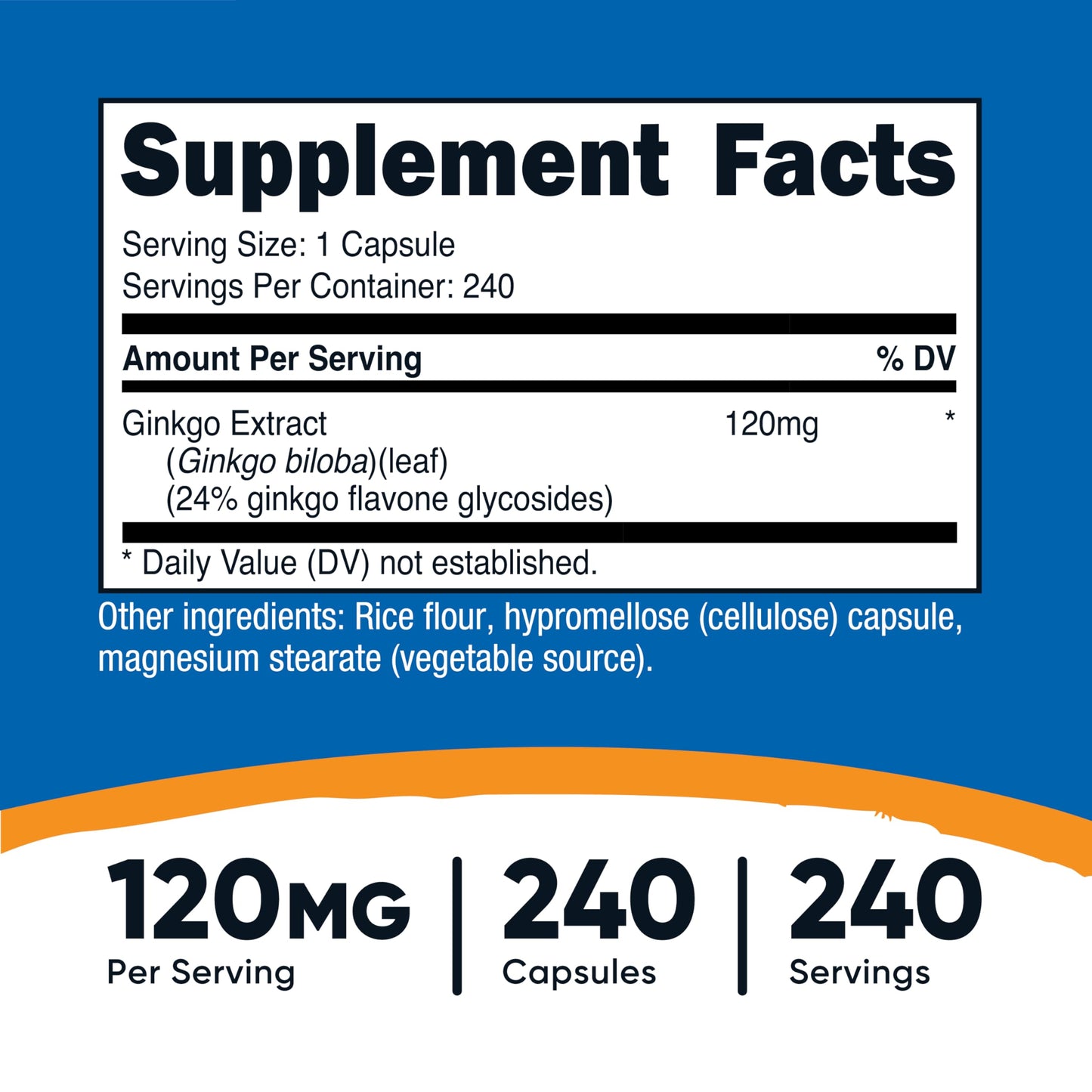 Nutricost Ginkgo Biloba 120mg – 240 Capsules | Extra Strength, Gluten Free & Non-GMO
