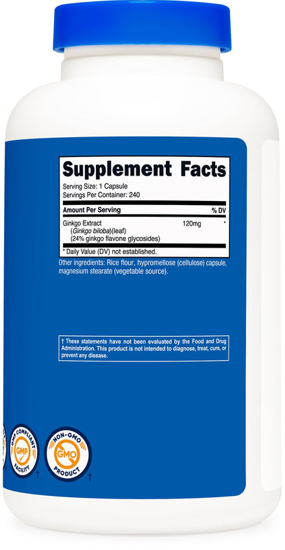Nutricost Ginkgo Biloba 120mg – 240 Capsules | Extra Strength, Gluten Free & Non-GMO