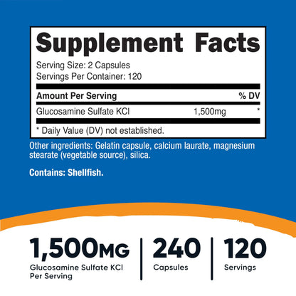 Nutricost Glucosamine Sulfate 1500mg – 240 Capsules (Pack of 2) | Gluten Free, Non-GMO BritishVita | Premium UK Vitamins & Wellness Supplements