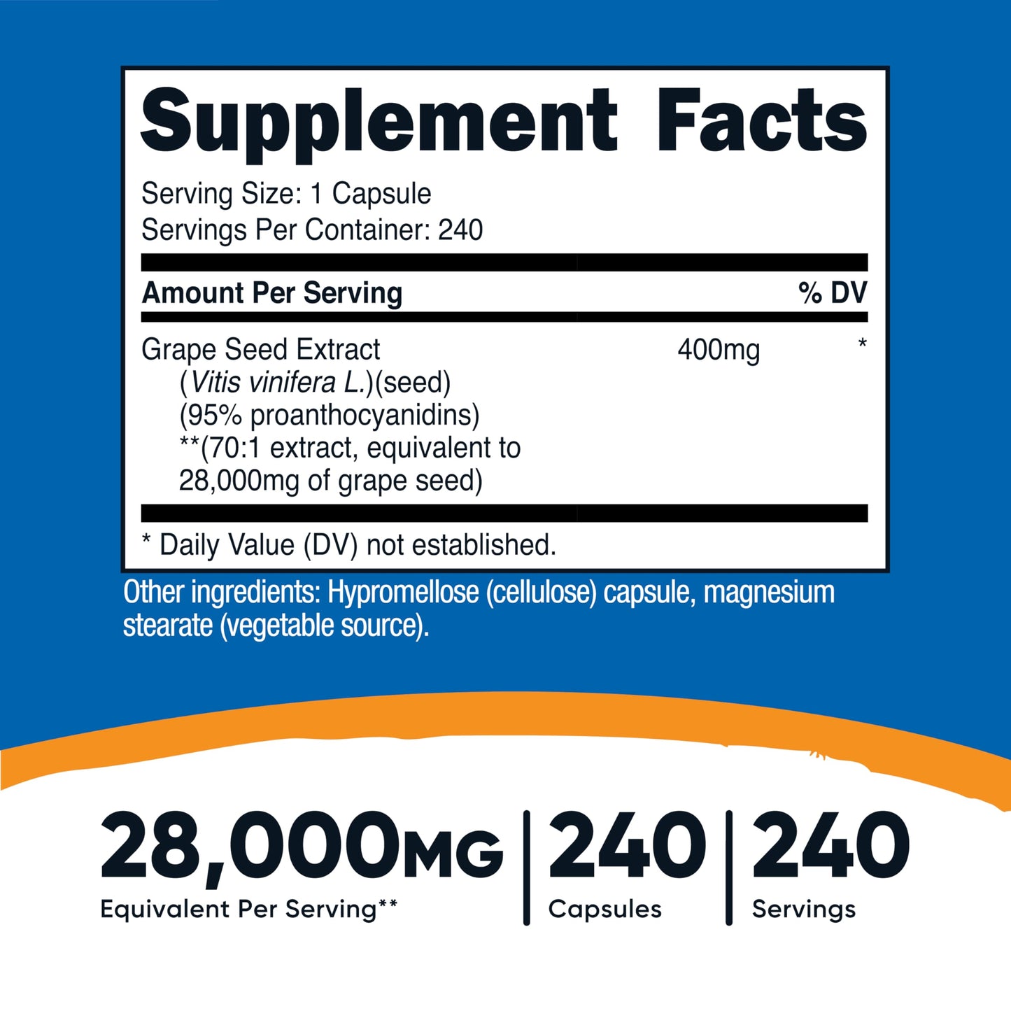 Nutricost Grape Seed Extract 28,000mg - 240 Capsules | Non-GMO, Gluten Free, Vegetarian Friendly