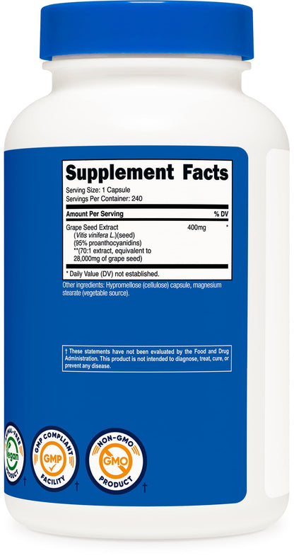 Nutricost Grape Seed Extract 28,000mg - 240 Capsules | Non-GMO, Gluten Free, Vegetarian Friendly