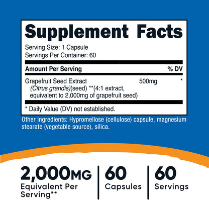 Nutricost Grapefruit Seed Extract 2,000mg – 60 Vegetarian Capsules | Gluten Free, Non-GMO