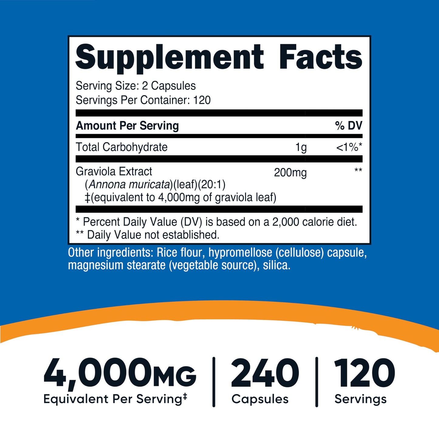 Nutricost Graviola Extract (4,000mg Eq) – 240 Capsules, 120 Servings, Vegan