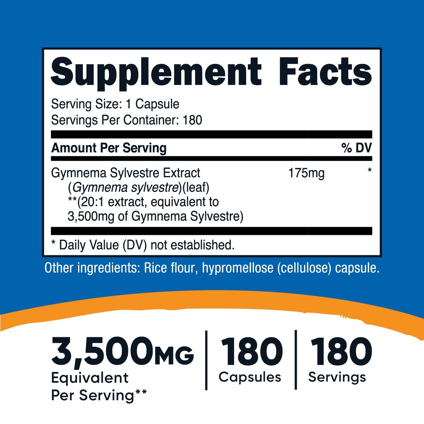 Nutricost Gymnema Sylvestre 3,500mg (20:1) - 180 Capsules, Non-GMO, Gluten Free