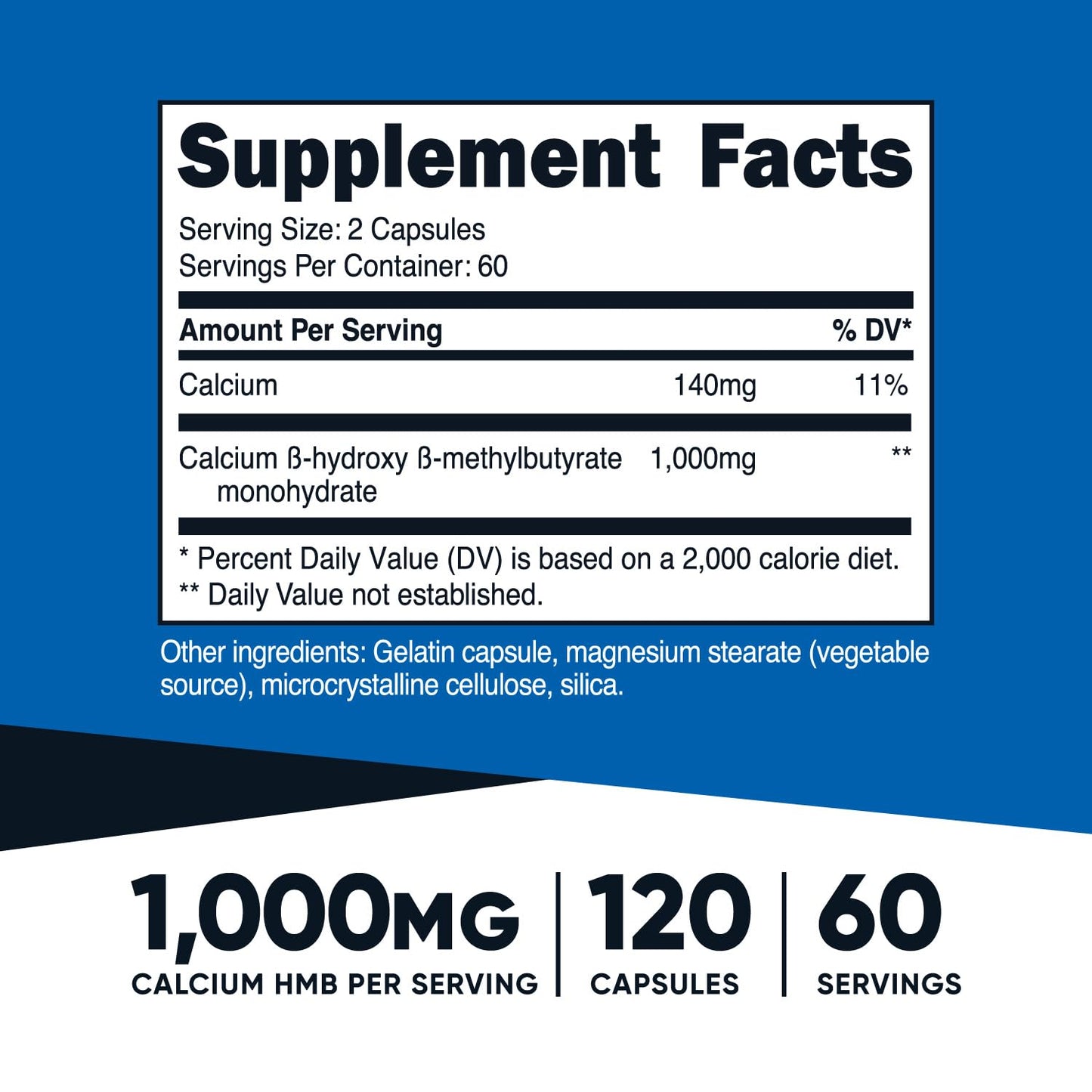 Nutricost HMB 1000mg | 120 Capsules | Gluten Free & Non-GMO