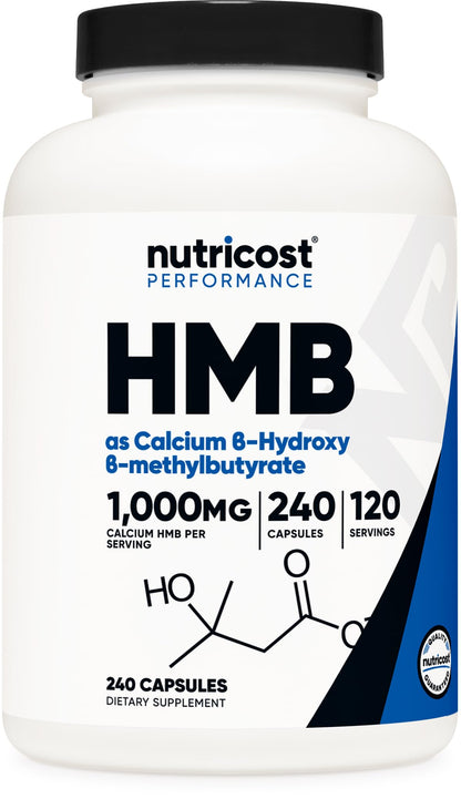Nutricost HMB 1000mg - 240 Capsules | 120 Servings | Gluten Free & Non-GMO