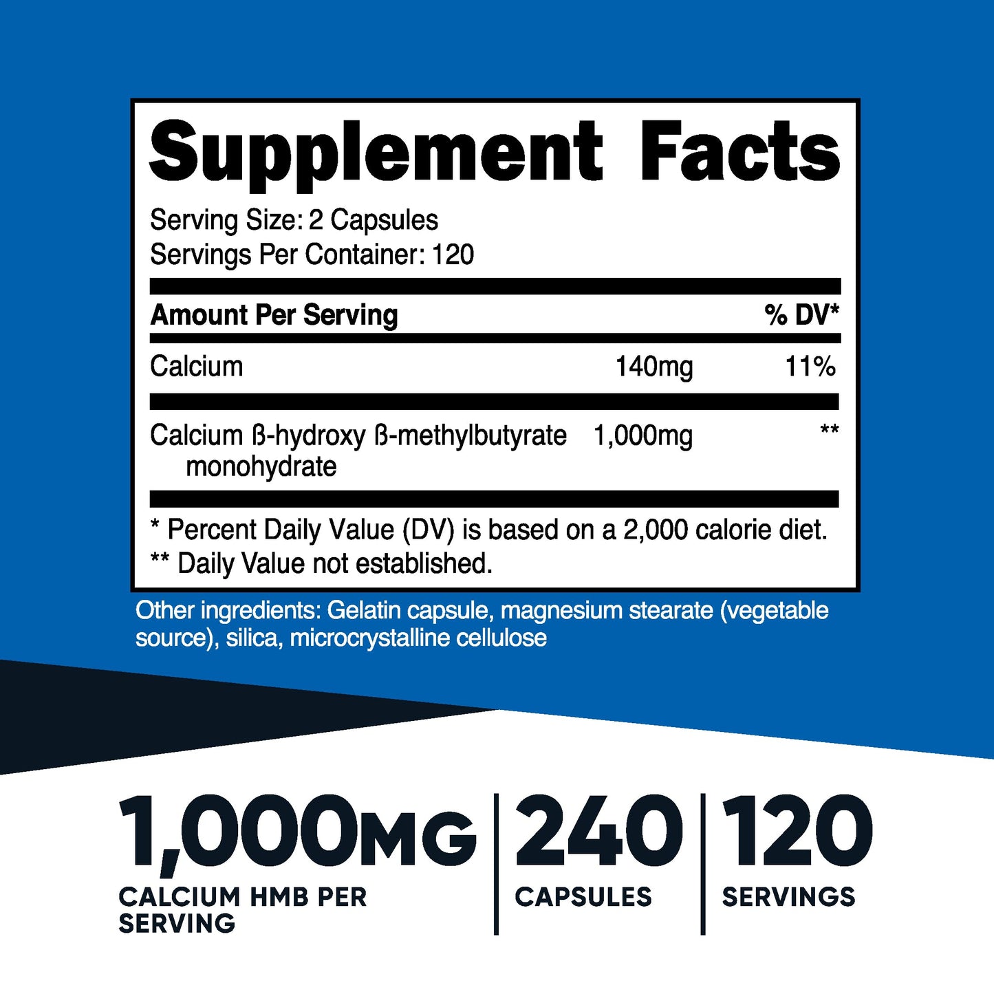 Nutricost HMB 1000mg - 240 Capsules | 120 Servings | Gluten Free & Non-GMO