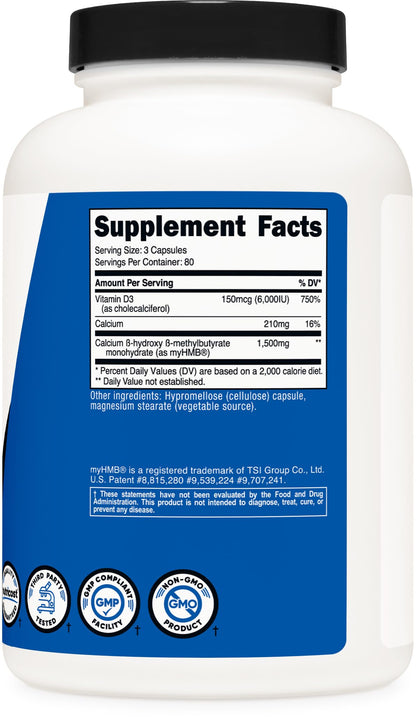 Nutricost HMB 1500mg & Vitamin D3 6000IU - 240 Capsules (80 Servings) Gluten Free & Non-GMO