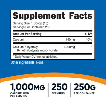 Nutricost HMB Powder 250g – Gluten Free & Non-GMO