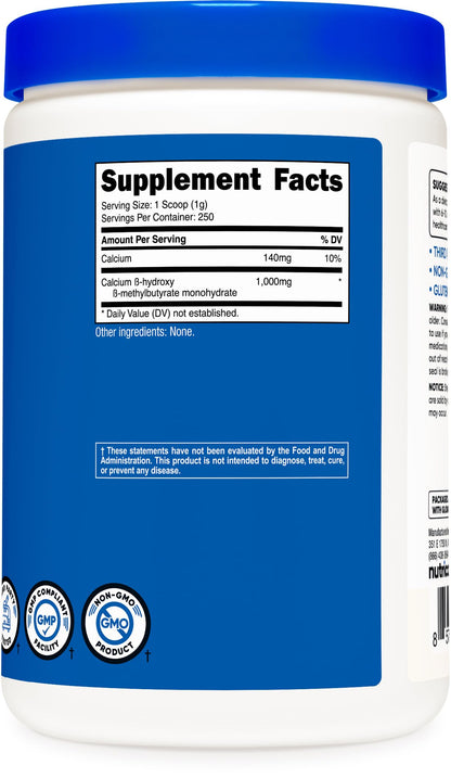 Nutricost HMB Powder 250g – Gluten Free & Non-GMO