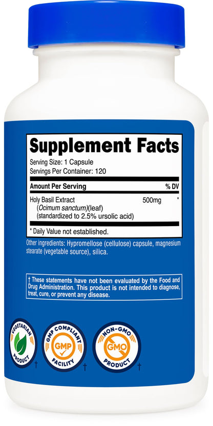 Nutricost Holy Basil Capsules 500mg – 120 Vegetarian, Gluten Free & Non-GMO