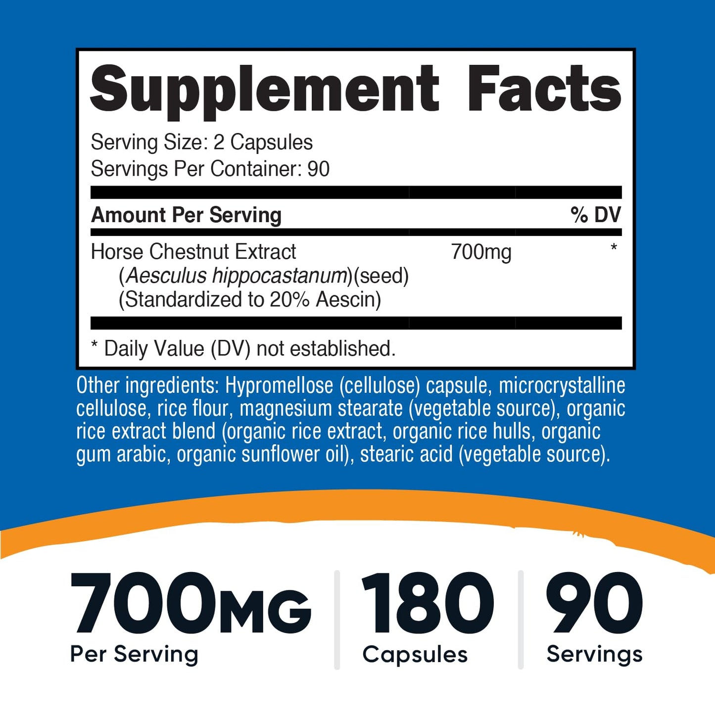 Nutricost Horse Chestnut Extract Capsules 700 MG - 180 Caps (90 Servings) | Non-GMO, Vegan