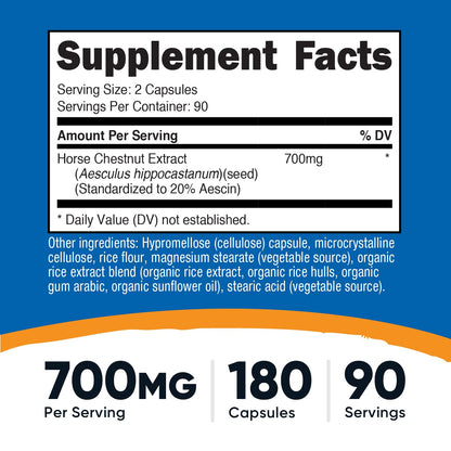 Nutricost Horse Chestnut Extract Capsules 700 MG - 180 Caps (90 Servings) | Non-GMO, Vegan