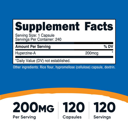 Nutricost Huperzine A 200mcg – 240 Capsules – Non-GMO & Vegetarian