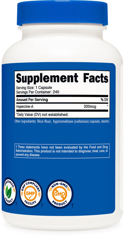 Nutricost Huperzine A 200mcg – 240 Capsules – Non-GMO & Vegetarian