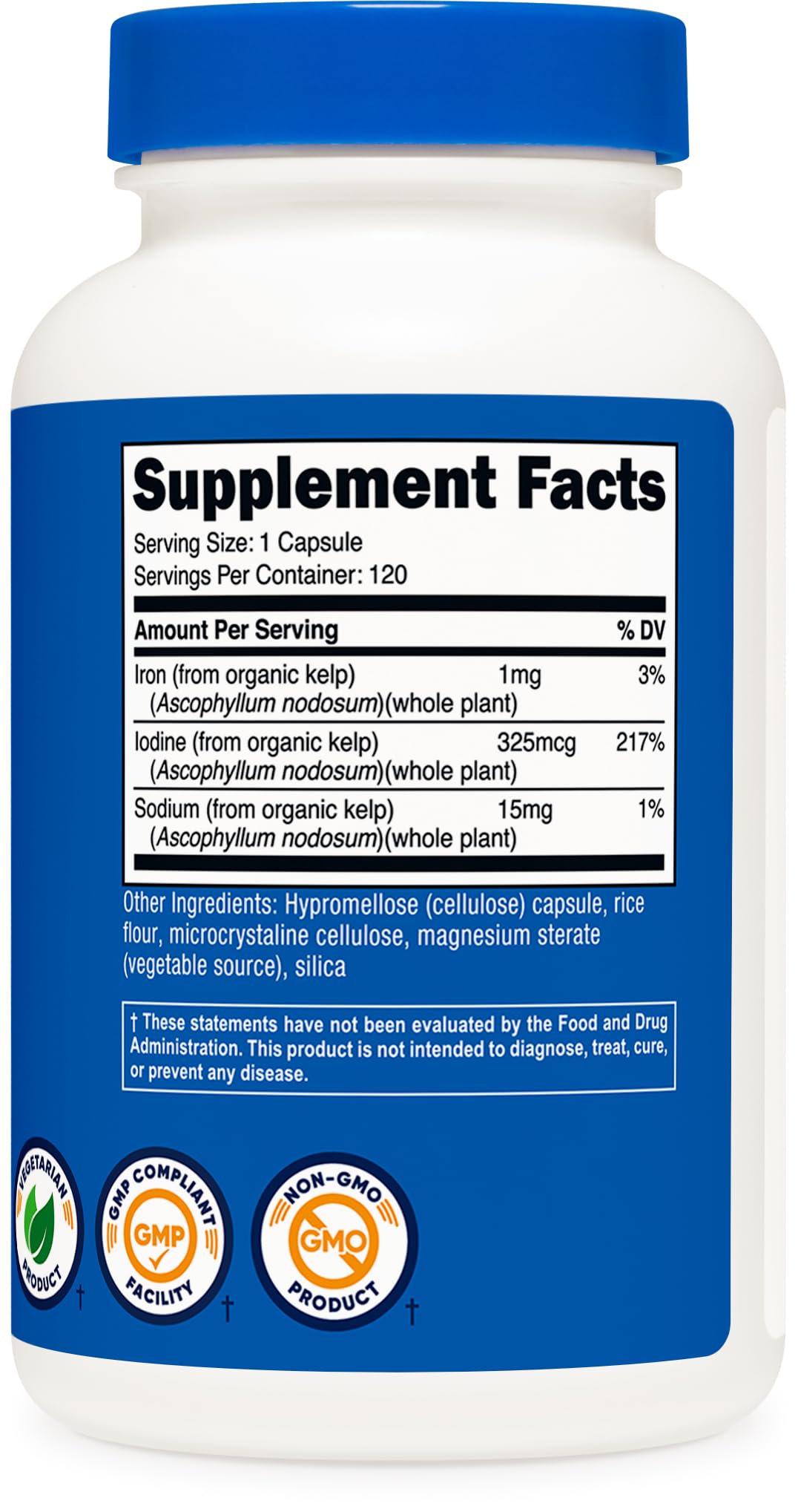 Nutricost Iodine 325mcg – 120 Capsules | Natural Sea Kelp, Non-GMO & Gluten Free