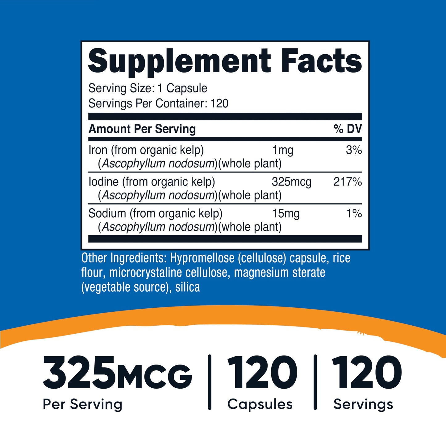 Nutricost Iodine 325mcg – 120 Capsules | Natural Sea Kelp, Non-GMO & Gluten Free