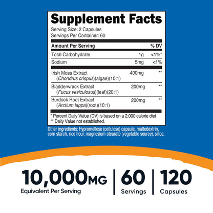 Nutricost Irish Sea Moss Extract 10,000mg – 120 Capsules, 60 Servings, Vegan